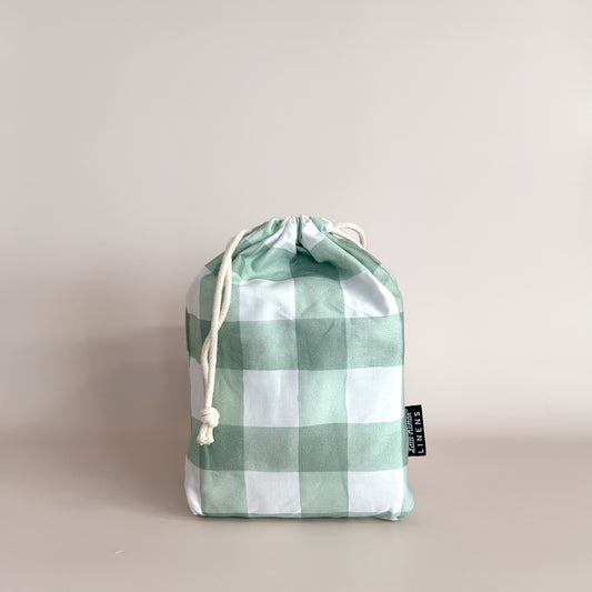 Small Bassinet Waterproof Sheet - Green Gingham