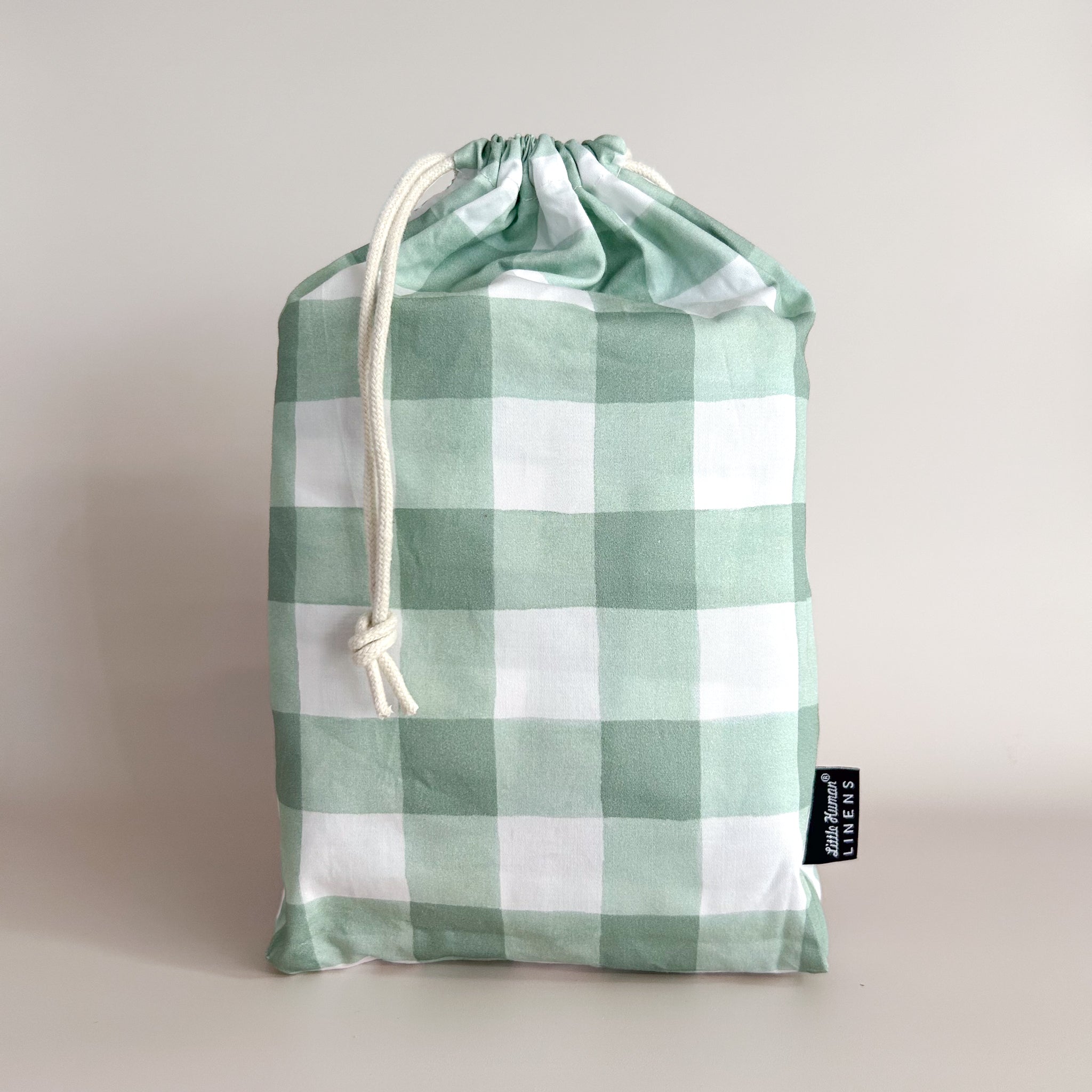 Mini Cot Waterproof Sheet - Green Gingham