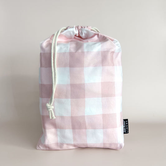 Mini Cot Waterproof Sheet - Pink Gingham