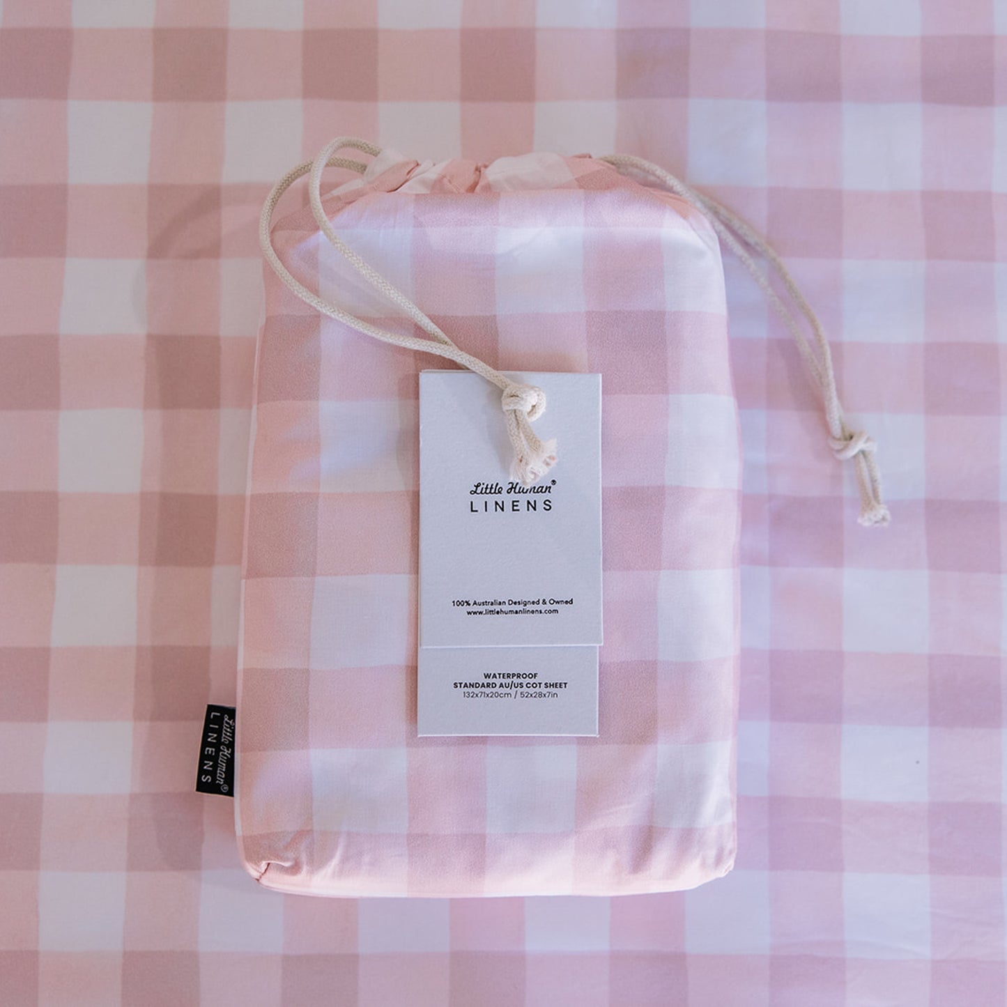 Cot Waterproof Sheet - Pink Gingham